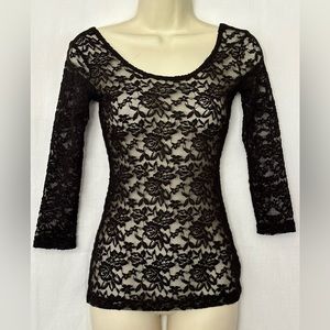 3/$15 Decree Lace Top See Through Blouse Size XS